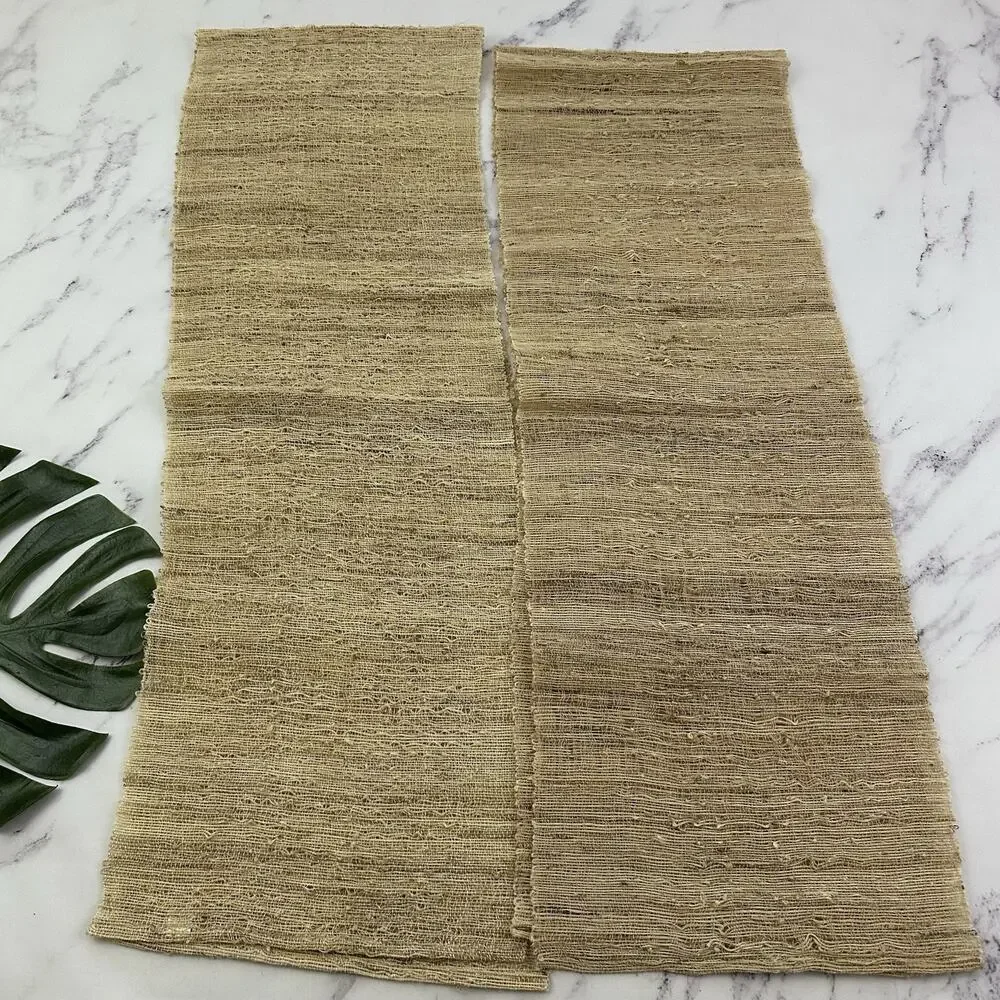 World Market Cost Plus Ramie Raffia Jute Woven Table Runner Set 2 Tropical Boho